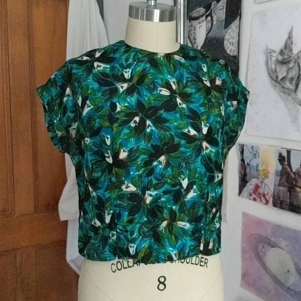 Vintage 100% Silk Top Blouse , Psychedelic Print